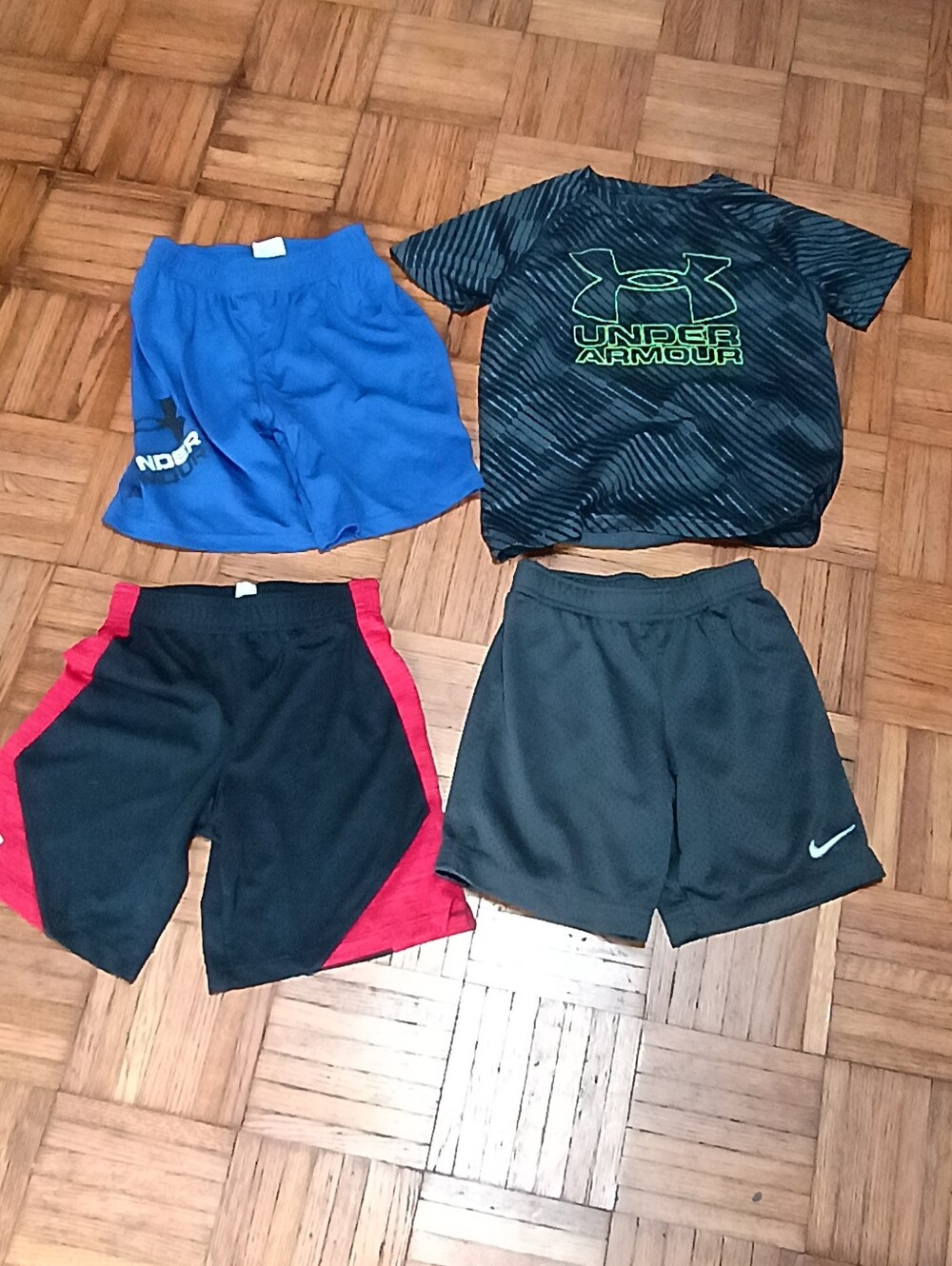 Under Armour Black & Neon Green Logo Tee + 3 Athletic Shorts